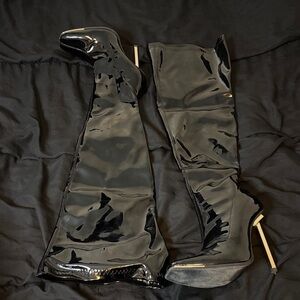 Fashion Nova Black Patent Over the Knee Boots